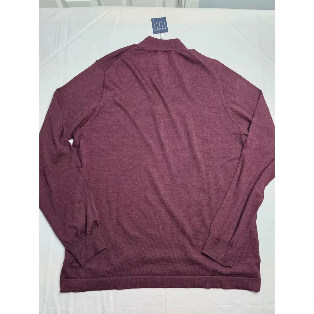 Joseph Abboud Sweater Men's 3XL Tall Burgundy Tight Knit Modern Fit Quarter Zip